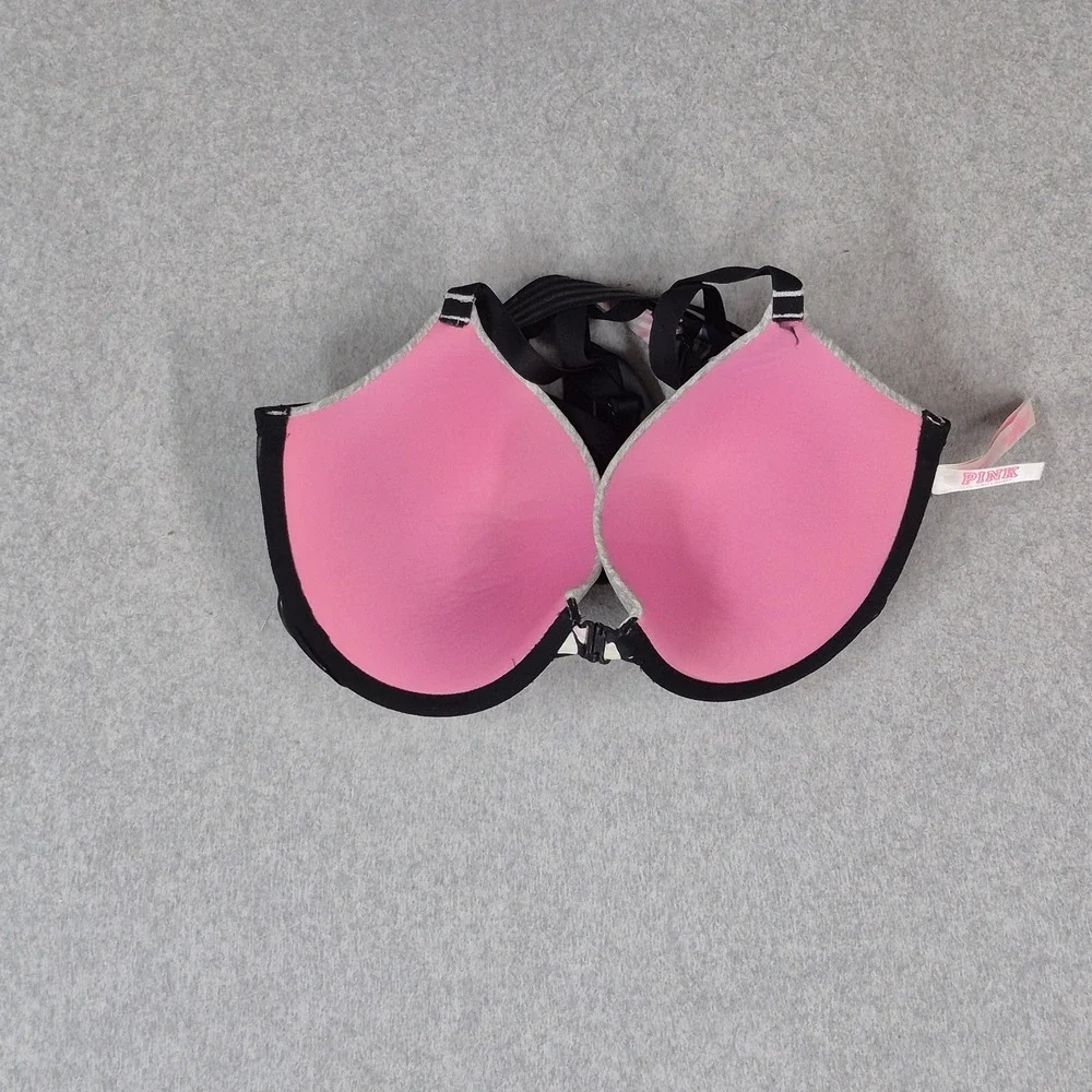 Victoria's Secret PINK Women Bra 36D Black Floral Wear Everywhere Push Up
